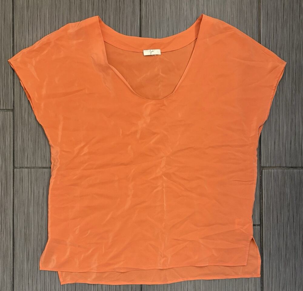 Joie Short Sleeve Silk Blouse Women’s Medium Salmon Scoop Neck